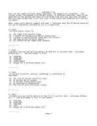 samplequiz.txt Here are 726 sample multiple choice questions. The answers are... correct answer corresponds to different letters in different questions. Many...