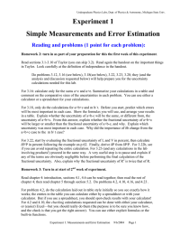 Experiment 1 Simple Measurements and Error Estimation