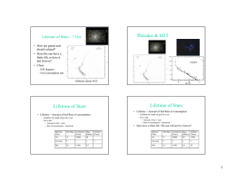 Pleiades &amp; M15 Lifetime of Stars Lifetime of Stars—7 Oct