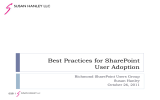 Best Practices for SharePoint User Adoption SUSAN HANLEY LLC Richmond SharePoint Users Group