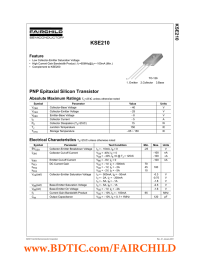 KSE 210 PNP Epitaxial Silicon Transistor Absolute Maximum Ratings