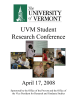 UVM Student Research Conference  April 17, 2008
