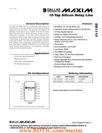 DS1110 10-Tap Silicon Delay Line General Description Features