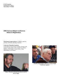 2006 Vermont Maple Conference Notice &amp; Registration