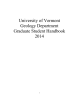 University of Vermont Geology Department Graduate Student Handbook 2014