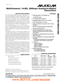 MAX1067/MAX1068 Multichannel, 14-Bit, 200ksps Analog-to-Digital Converters General Description