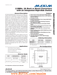 MAX15036/MAX15037 2.2MHz, 3A Buck or Boost Converters with an Integrated High-Side Switch