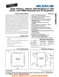 MAX16803 High-Voltage, 350mA, High-Brightness LED Driver with PWM Dimming and 5V Regulator