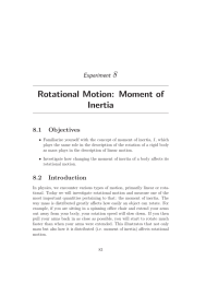 8 Rotational Motion: Moment of Inertia Experiment