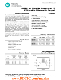 45MHz to 650MHz, Integrated IF VCOs with Differential Output General Description Features