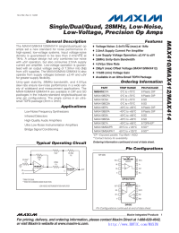 MAX410/MAX412/MAX414 Single/Dual/Quad, 28MHz, Low-Noise, Low-Voltage, Precision Op Amps General Description