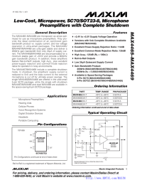 MAX4465–MAX4469 Low-Cost, Micropower, SC70/SOT23-8, Microphone Preamplifiers with Complete Shutdown General Description