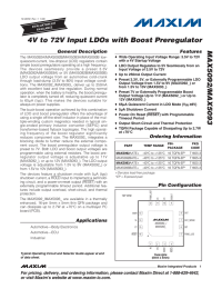 MAX5092/MAX5093 4V to 72V Input LDOs with Boost Preregulator General Description Features