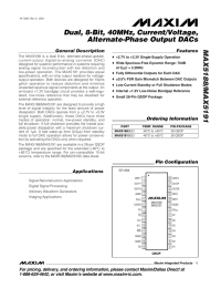 MAX5188/MAX5191 Dual, 8-Bit, 40MHz, Current/Voltage, Alternate-Phase Output DACs General Description