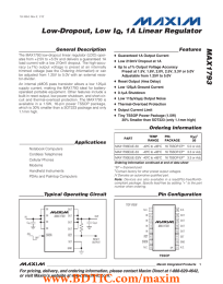 MAX1793 Low-Dropout, Low I , 1A Linear Regulator Q