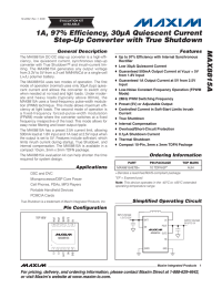 MAX8815A 1A, 97% Efficiency, 30µA Quiescent Current Step-Up Converter with True Shutdown