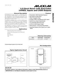 MAX9310 1:5 Clock Driver with Selectable LVPECL Inputs and LVDS Outputs General Description