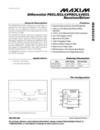 MAX9321B Differential PECL/ECL/LVPECL/LVECL Receiver/Driver General Description