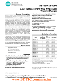 DS1390–DS1394 Low-Voltage SPI/3-Wire RTCs with Trickle Charger General Description