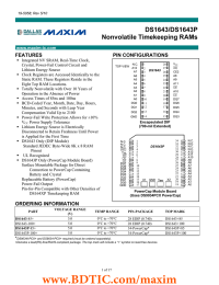 DS1643/DS1643P Nonvolatile Timekeeping RAMs FEATURES PIN CONFIGURATIONS