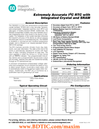 Extremely Accurate I C RTC with Integrated Crystal and SRAM 2