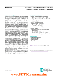 MAX14970 Ruggedized 6Gbps SATA Redriver with High ESD and Extended Temperature Operation