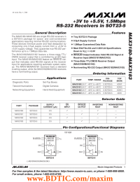 MAX3180–MAX3183 +3V to +5.5V, 1.5Mbps RS-232 Receivers in SOT23-5 General Description