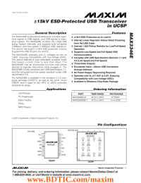 MAX3346E ±15kV ESD-Protected USB Transceiver in UCSP General Description