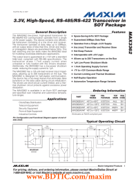 MAX3362 3.3V, High-Speed, RS-485/RS-422 Transceiver in SOT Package General Description