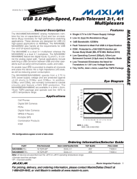 MAX4899E/MAX4899AE USB 2.0 High-Speed, Fault-Tolerant 3:1, 4:1 Multiplexers General Description