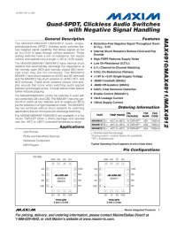 MAX4910/MAX4911/MAX4912 Quad-SPDT, Clickless Audio Switches with Negative Signal Handling General Description