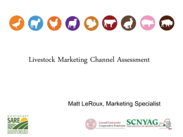 Livestock Marketing Channel Assessment Matt LeRoux, Marketing Specialist