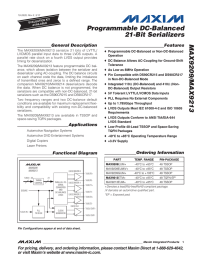 MAX9209/MAX9213 Programmable DC-Balanced 21-Bit Serializers General Description