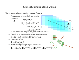 Monochromatic plane waves ( ) Plane waves have straight wave fronts