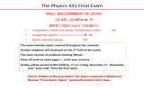 The Physics 431 Final Exam Wed, DECEMBER 15, 2010