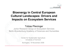 Bioenergy in Central European Cultural Landscapes: Drivers and Impacts on Ecosystem Services