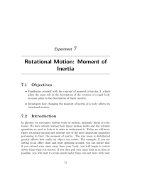 7 Rotational Motion: Moment of Inertia Experiment