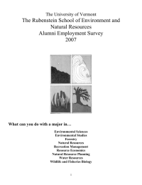 The Rubenstein School of Environment and Natural Resources Alumni Employment Survey 2007