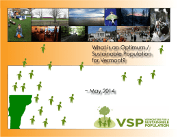 What is an Optimum / Sustainable Population for Vermont? ~ May 2014