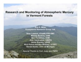 Research and Monitoring of Atmospheric Mercury in Vermont Forests