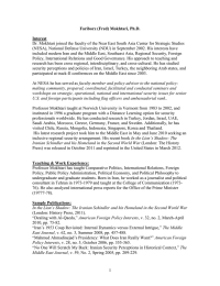 Dr. Mokhtari joined the faculty of the Near East South... (NESA), National Defense University (NDU) in September 2002. His interests... Fariborz (Fred) Mokhtari, Ph.D.