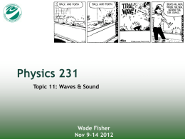 Physics 231 Topic 11: Waves &amp; Sound Wade Fisher Nov 9-14 2012