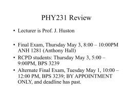 PHY231 Review