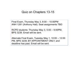 Quiz on Chapters 13-15