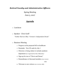Agenda Retired Faculty and Administrative Officers  Spring Meeting