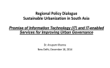 Regional Policy Dialogue Sustainable Urbanization in South Asia