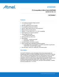 AT24C64D I C-Compatible (2-Wire) Serial EEPROM Features