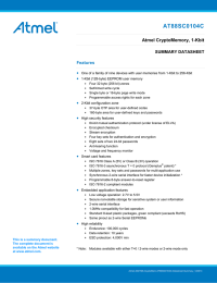 AT88SC0104C Atmel CryptoMemory, 1-Kbit SUMMARY DATASHEET Features