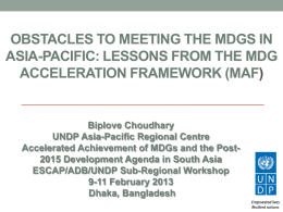 OBSTACLES TO MEETING THE MDGS IN ASIA-PACIFIC: LESSONS FROM THE MDG )