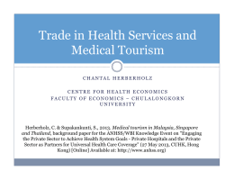 Trade in Health Services and Medical Tourism